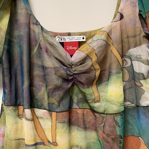 Zara Disney Bambi Print Tulle Midi Dress NWT Small - Picture 9 of 13